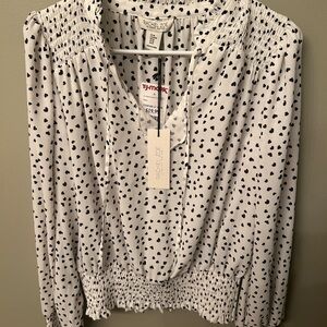 Rachel Zoe Women's White and Black Heart Print Blouse